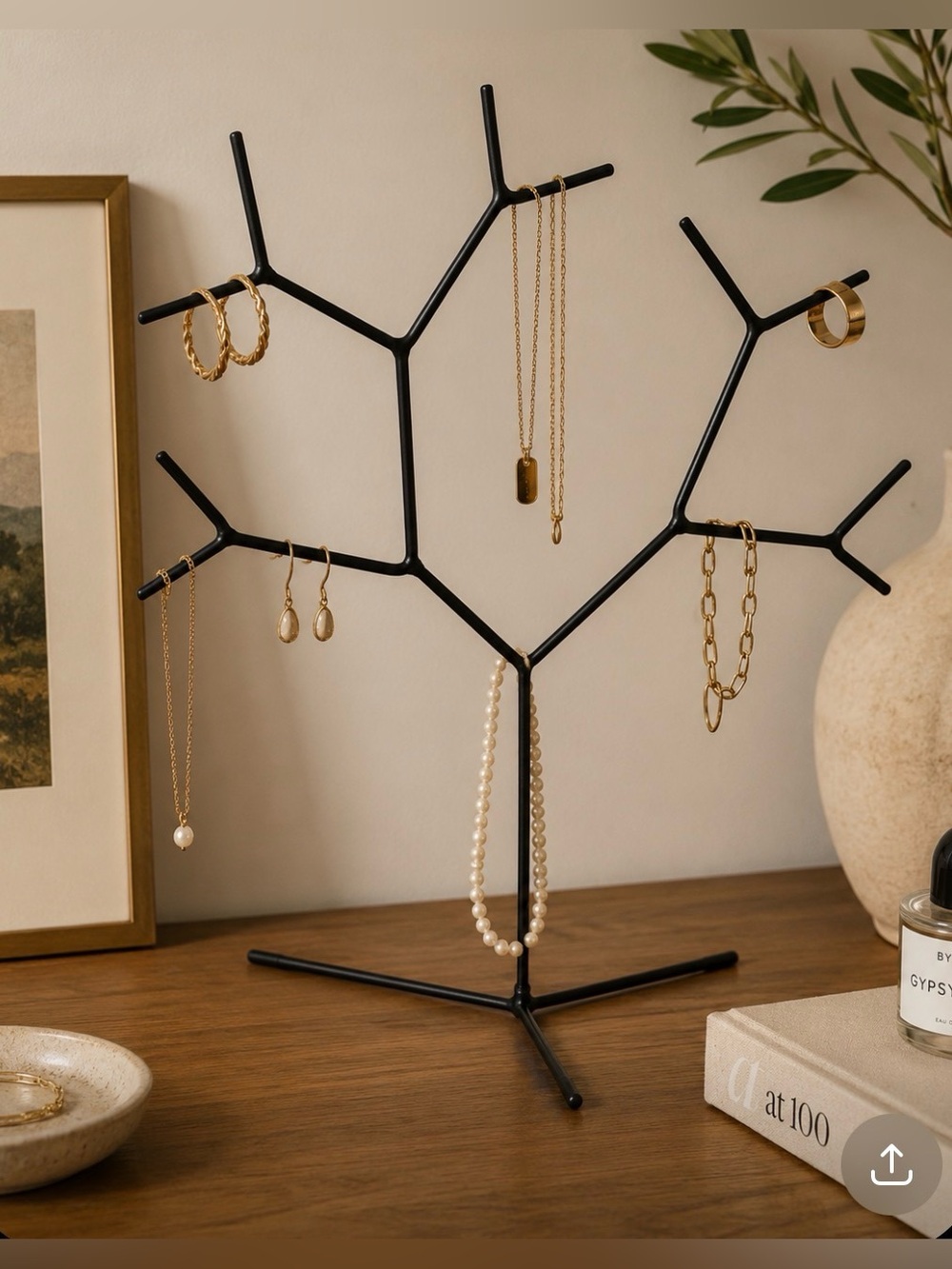 VINTAGE 2000’s IKEA Black Jewelry Tree like new RARE H: 25” W: 19”